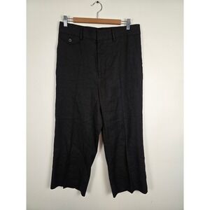 Caron Callahan Women's Linen Blend Pants Size 10 Black Minimalist